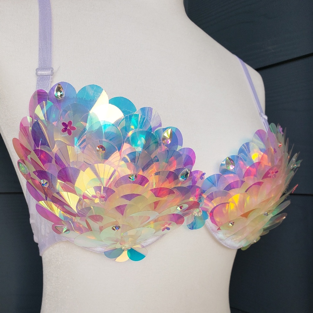 NEW Unicorn Rave Bra Sequin Rave Bra - Picture 2 of 5